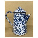 Blue white enamel coffee pot