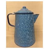 Blue white specs, coffee pot enamel