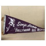 SONJA HENIE Hollywood ice review vintage pennant