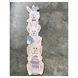 Wooden happy Easter sign 46" with rabbits