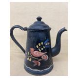 Coffee pot hand-painted with a bird