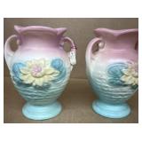 (2) Hull water lily pattern vases L ï¿½ 1 ï¿½ 5 1/2"