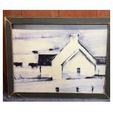 Jan C Michaels Winter Farm Scene wall hanging