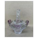 Purple clear glass basket with butterfly