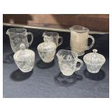 Clear, glass cream, and sugar dishes