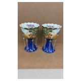 2 Limoges Cobalt Pedestal Bowls