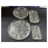 Clear, glass bowl and trays