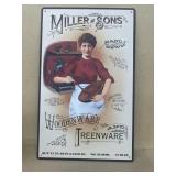 Miller and Sons wooden WARE metal sign