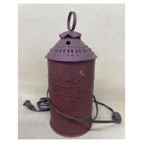 Punched tin electric lantern