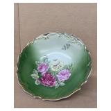 Pink and yellow roses, hand painted bowl