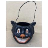 Wooden scary, cat basket Halloween