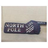 North Pole wooden sign