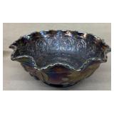 Fenton carnival glass dark blue bowl