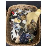 Sewing basket with buttons