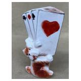 Dog with playing cards toothpick holder