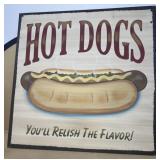 Hot Dogs metal sign, newer