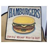 Hamburgers, metal sign, newer