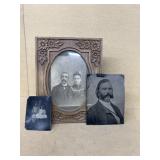 Tin type photos and early photo and frame
