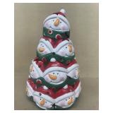 Christmas snowman porcelain candle holder