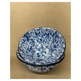 Blue white enamel bowls