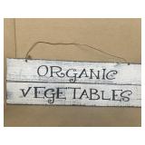 Organic  vegetables, wooden sign