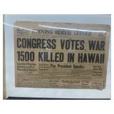 1941 Congress votes, war newspaper, evening,