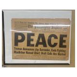 1945 Truman announces, Jeff surrender newspaper