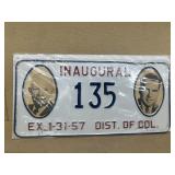 Eisenhower and Nixon inaugural license plate