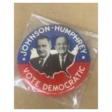 Johnson and Humphrey campaign button 1964