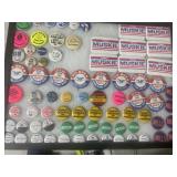 Gold water MUSKIE MILLS and other campaign buttons