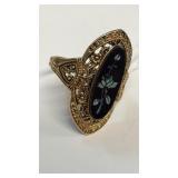 Sterling Onyx set ring sz 7 1/2