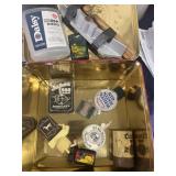 Drawer fines, Jack Daniels cards, liquor bottle,