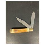 Double bladed pocket knife, bone handle