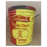 Sudlows potato chip can