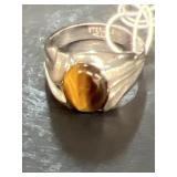 Sterling silver tiger eye ring size 10 3/4