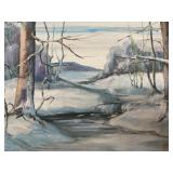 SIBYL PRICE winter scene painting on canvas
