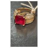 Sterling Red Set ring sz 7 3/4