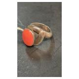Ladies Sterling pink stone ring sz 8