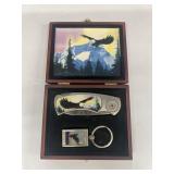 Eagle pocket, knife, and keychain