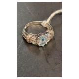 Blue Topaz sterling ring sz 4 3/4