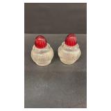 Red top salt and pepper shakers