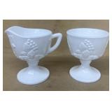 Milk, glass, cream, and sugar grape pattern