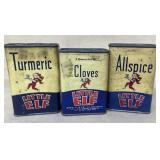 Little elf advertising spice cans