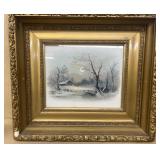 CHANDLER painting of Moonlight night barn and