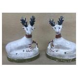 (2) German Chalk ware Reindeer