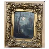 GUNTHER painting on canvas vintage frame