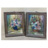 (2) paintings of flowers by BULLERDICK
