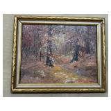 Francis Nichols Love fall scene painting on board