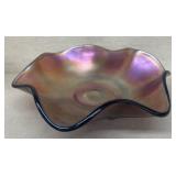 Carnival glass ruffled candy dish