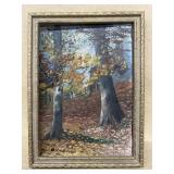 A. Conner fall scene painting on board